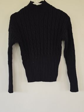 Jason Wu Black Cable-Knit Turtleneck Sweater